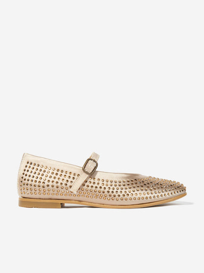 Andanines Girls Diamante Shoes in Gold