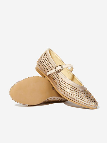 Andanines Girls Diamante Shoes in Gold