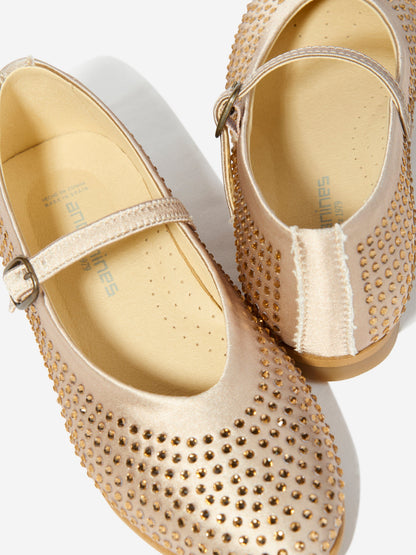 Andanines Girls Diamante Shoes in Gold