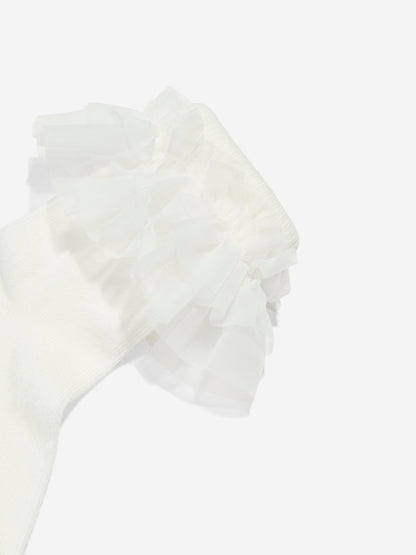Angels Face Girls Frilly Socks in White