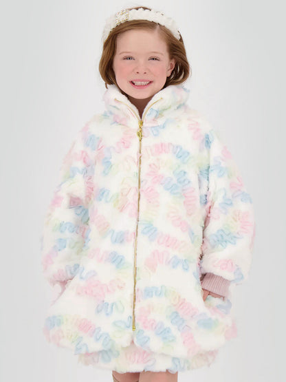 Angels Face Girls Oscars Pastel Fur Jacket in Multicolour