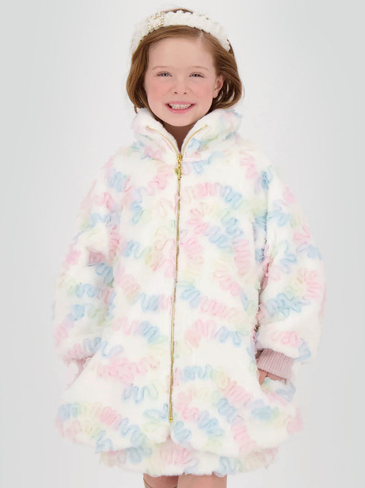 Angels Face Girls Oscars Pastel Fur Jacket in Multicolour
