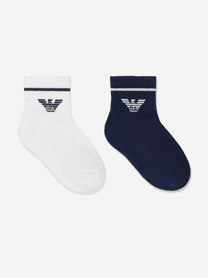 Emporio Armani Boys Cotton Logo Socks in Navy