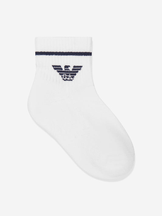 Emporio Armani Boys Cotton Logo Socks in Navy