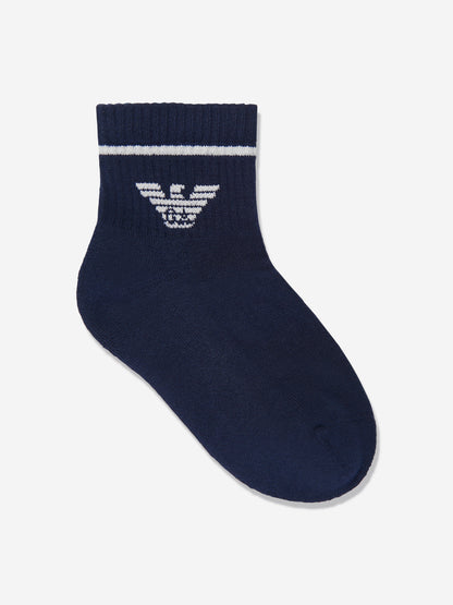 Emporio Armani Boys Cotton Logo Socks in Navy