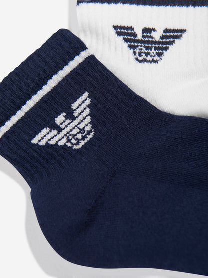 Emporio Armani Boys Cotton Logo Socks in Navy