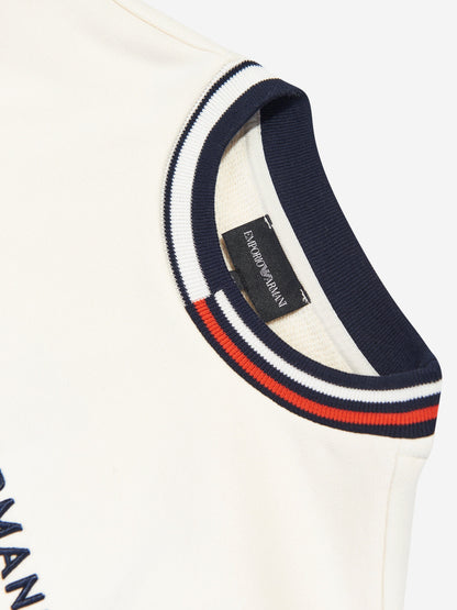 Emporio Armani Kids Logo Sweatshirt in Ivory