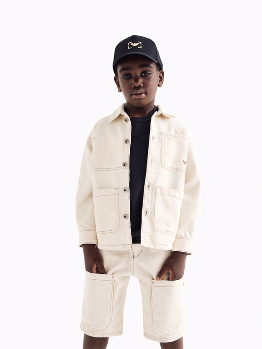 Emporio Armani Boys Cotton Jacket in Beige