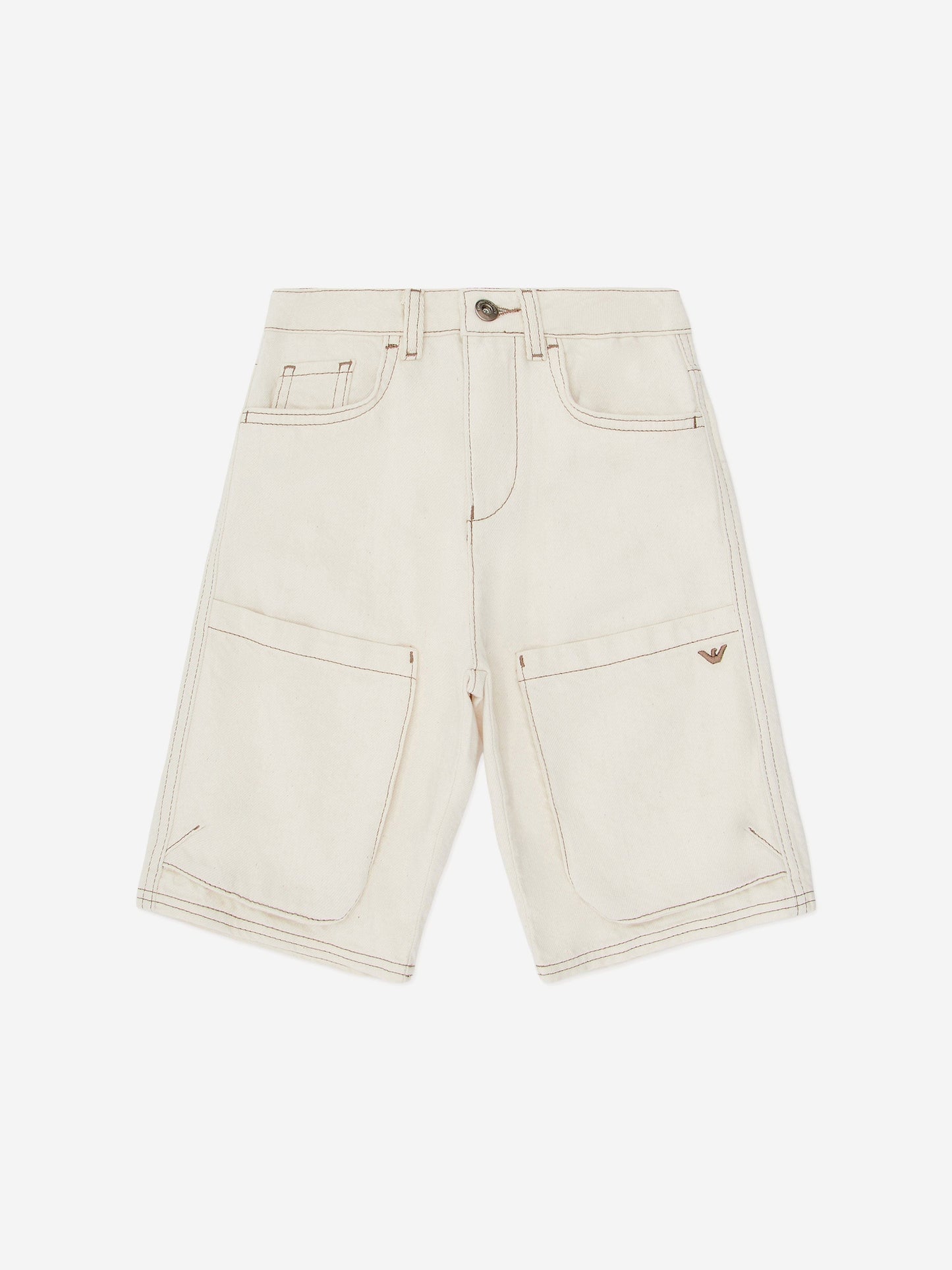 Emporio Armani Boys Cotton Bermuda Shorts in Beige