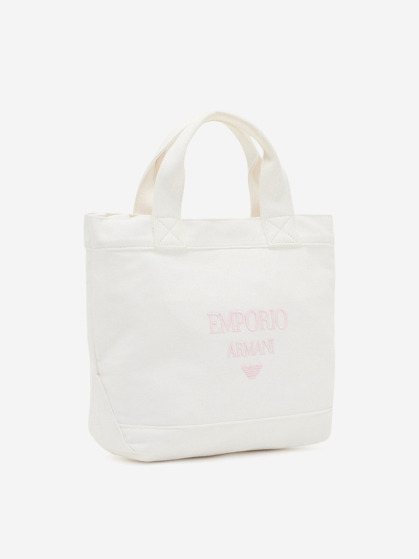 Emporio Armani Girls Canvas Logo Tote Bag in Ivory (29cm)