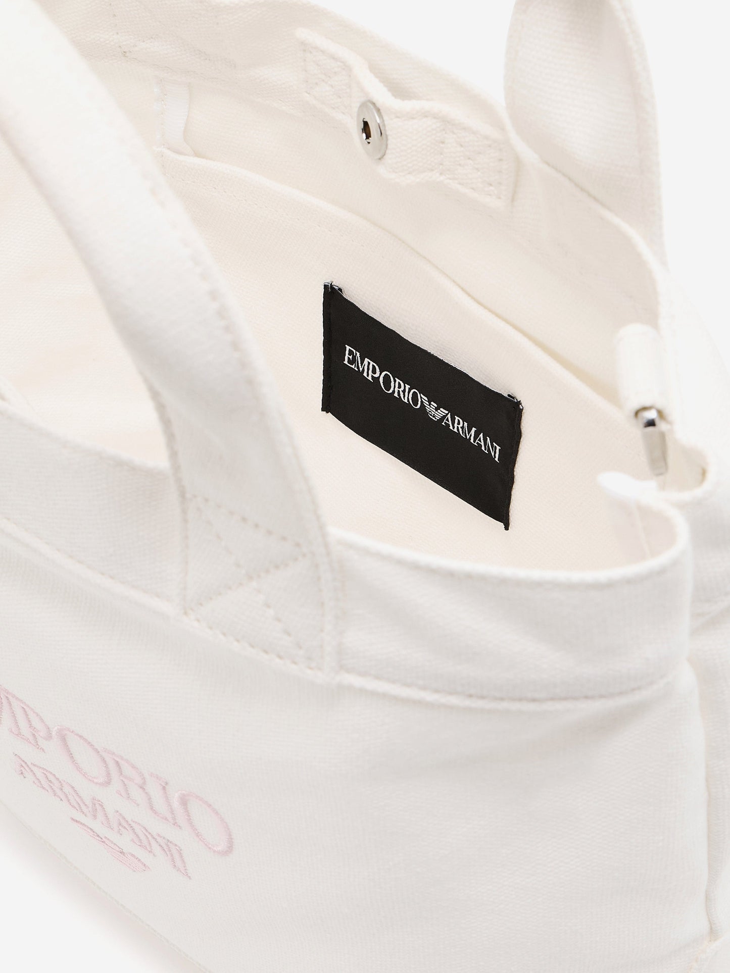 Emporio Armani Girls Canvas Logo Tote Bag in Ivory (29cm)