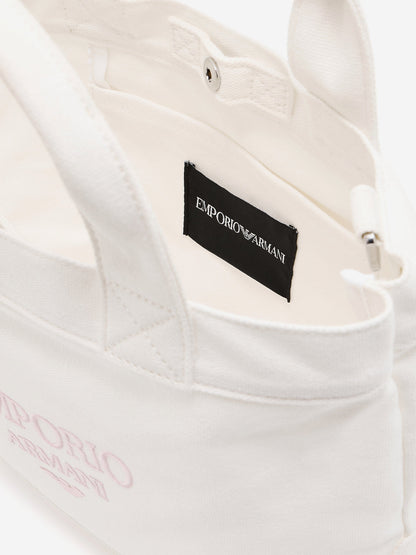 Emporio Armani Girls Canvas Logo Tote Bag in Ivory (29cm)
