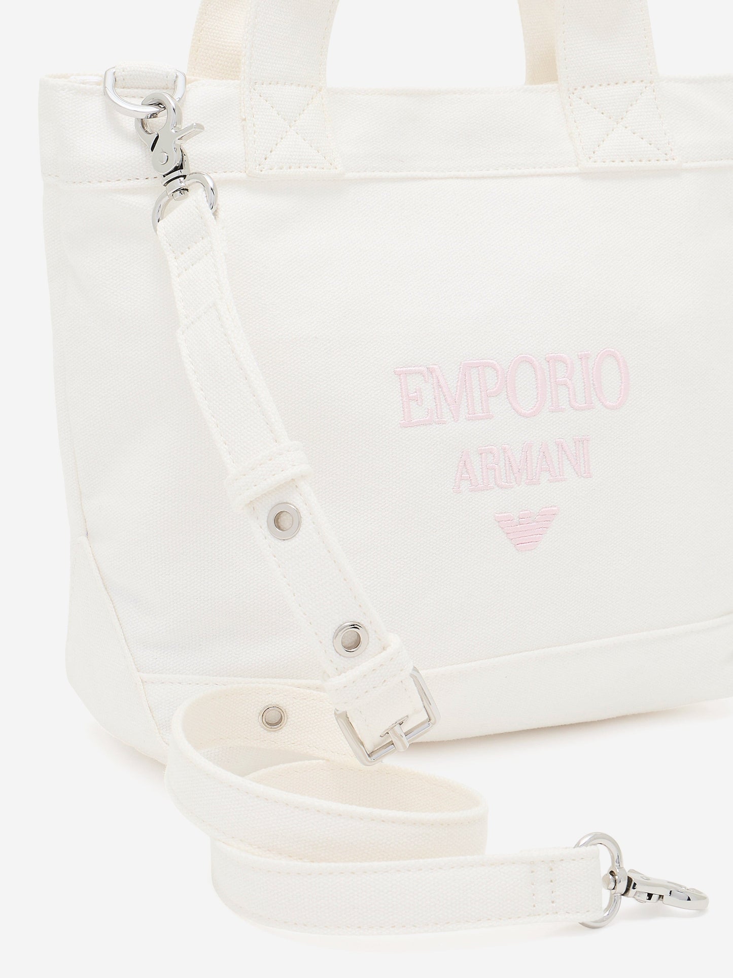 Emporio Armani Girls Canvas Logo Tote Bag in Ivory (29cm)