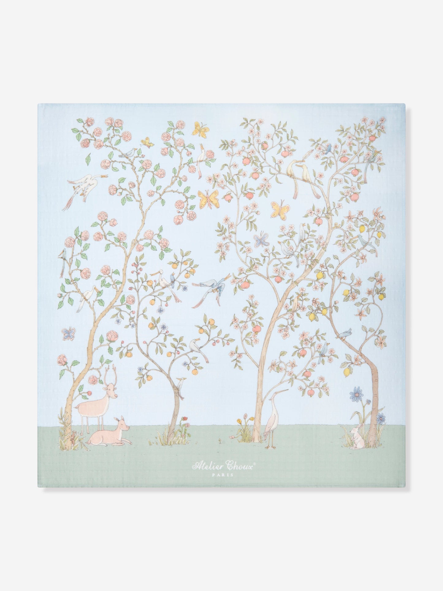 Atelier Choux Baby Boys In Bloom Swaddle And Satin Bib Set in Blue