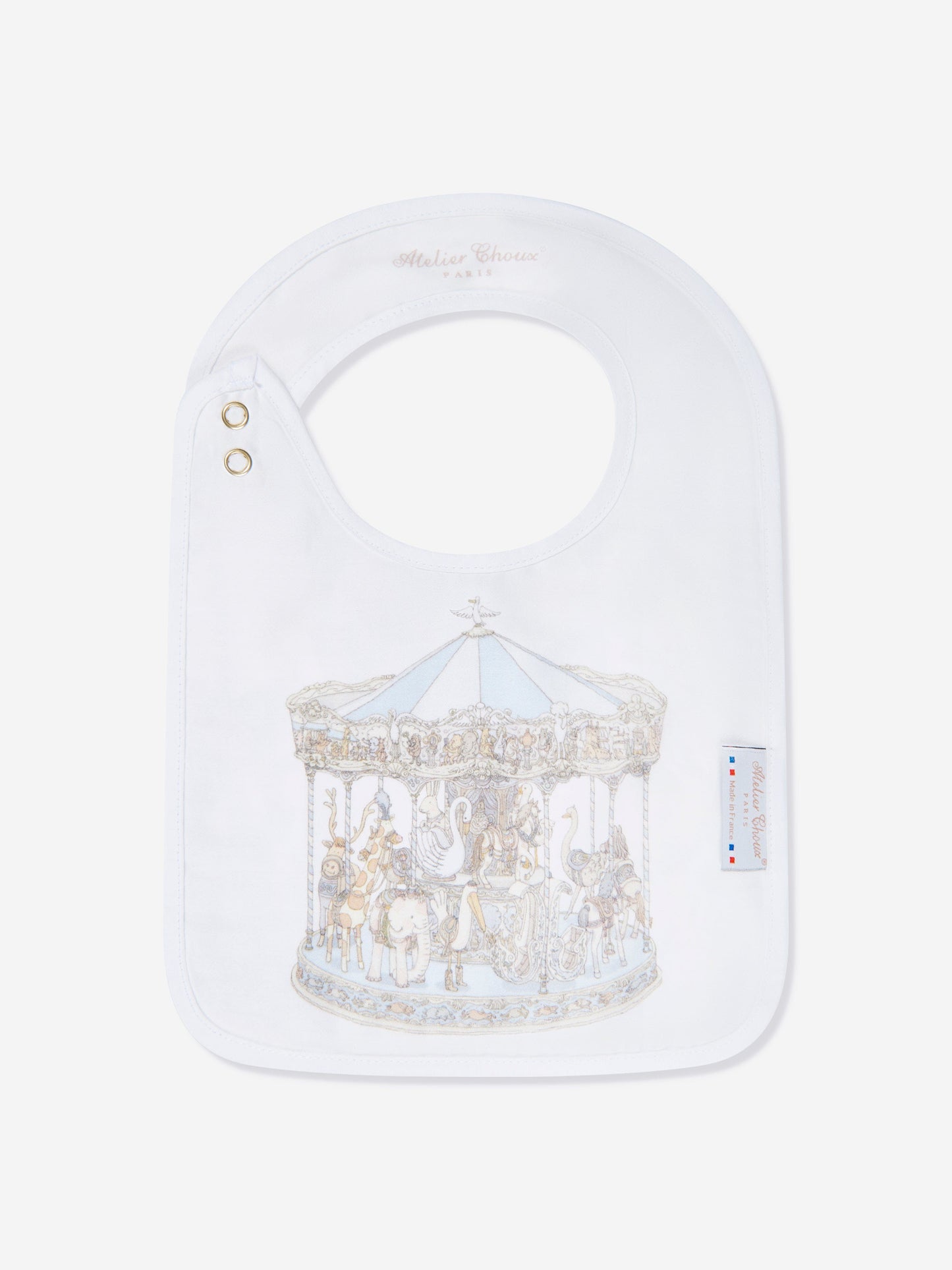 Atelier Choux Baby Boys Carousel Swaddle And Satin Bib Gift Set in Blue