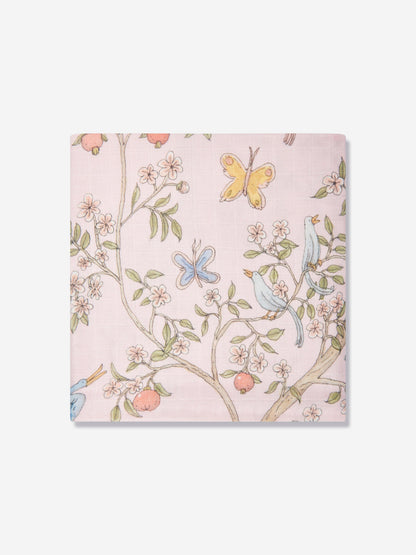 Atelier Choux Baby Girls In Bloom Swaddle And Satin Bib Gift Set in Pink