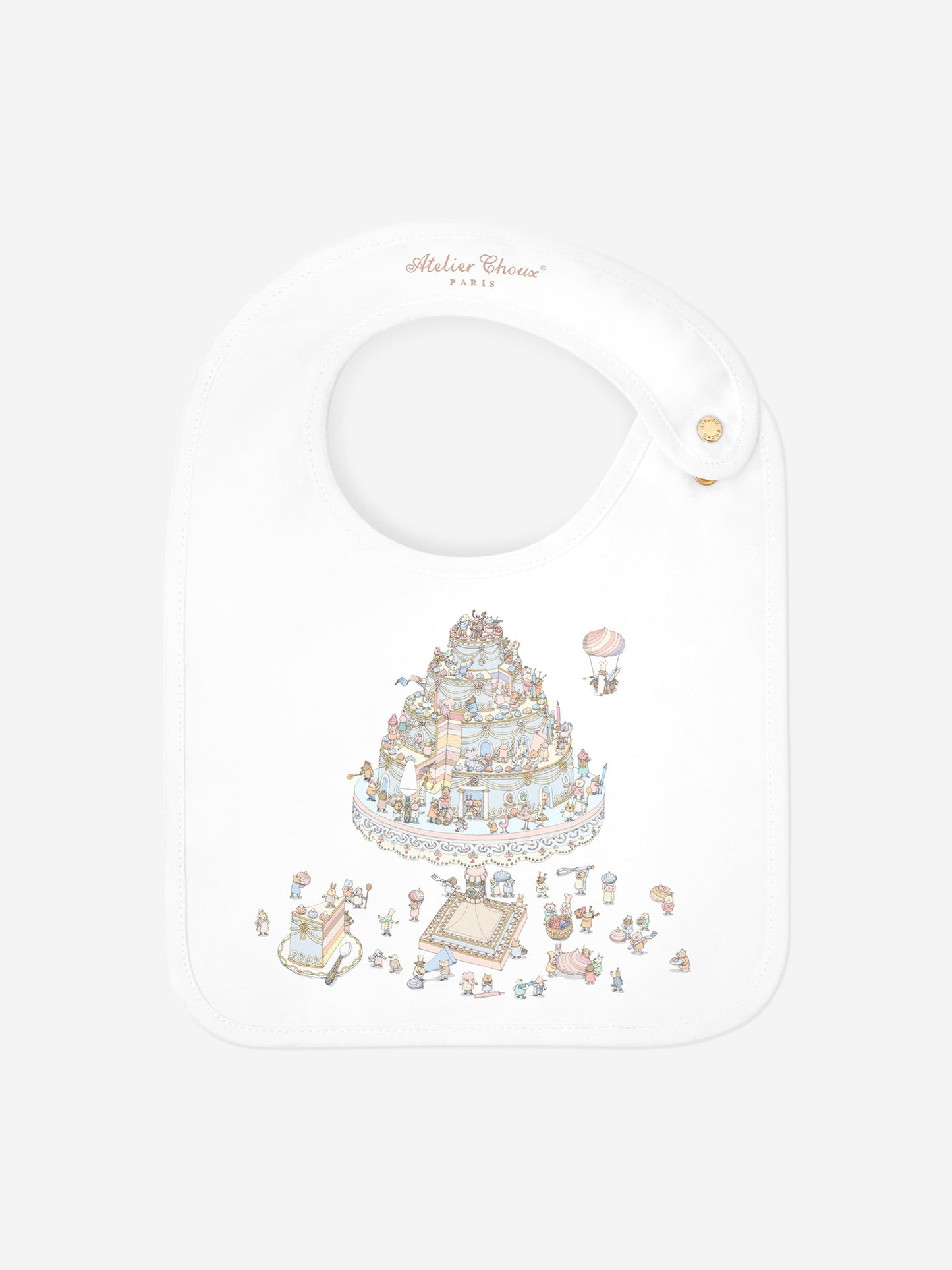 Atelier Choux Baby Satin Le Gateau Bib in White