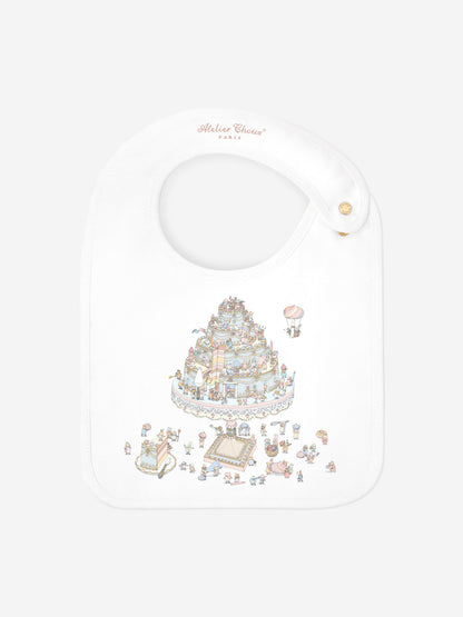 Atelier Choux Baby Satin Le Gateau Bib in White