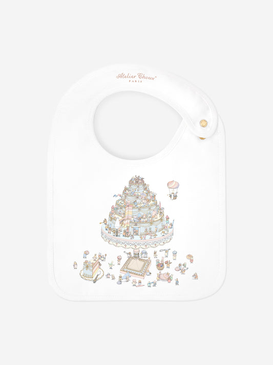 Atelier Choux Baby Satin Le Gateau Bib in White