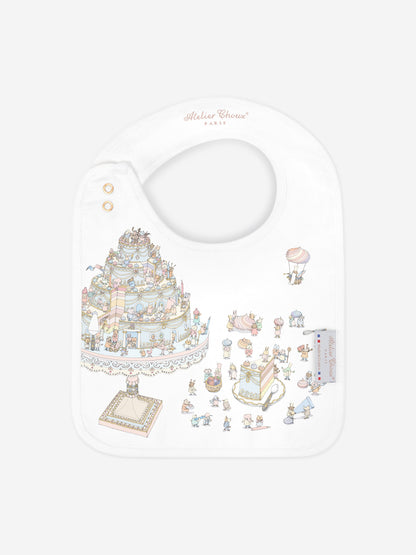 Atelier Choux Baby Satin Le Gateau Bib in White