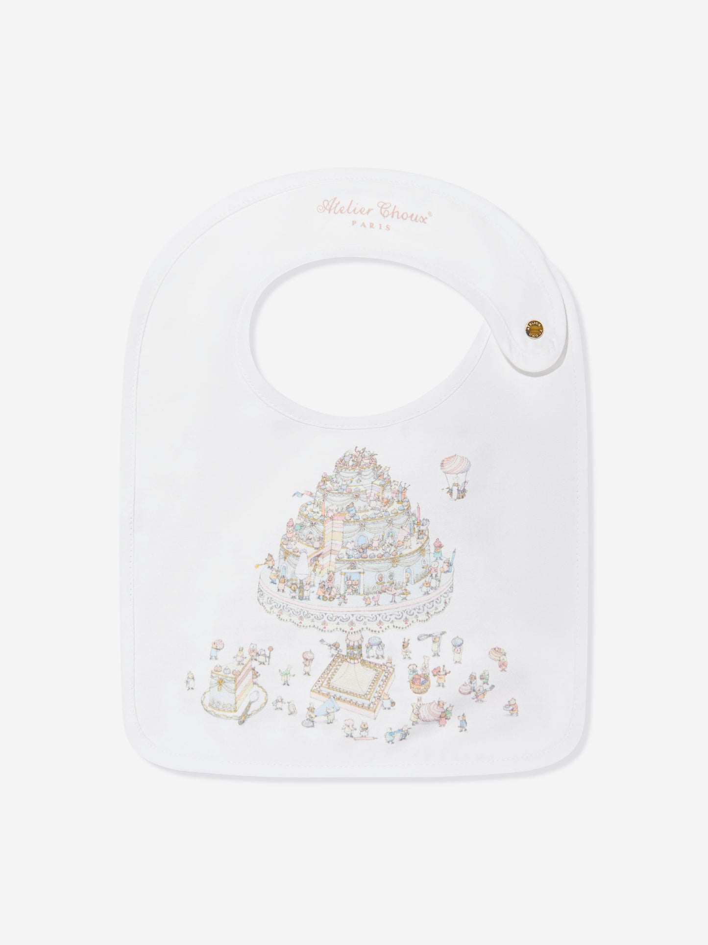 Atelier Choux Baby Satin Le Gateau Bib in White