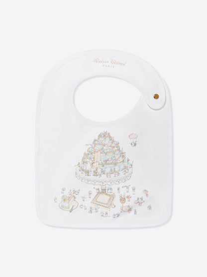 Atelier Choux Baby Satin Le Gateau Bib in White