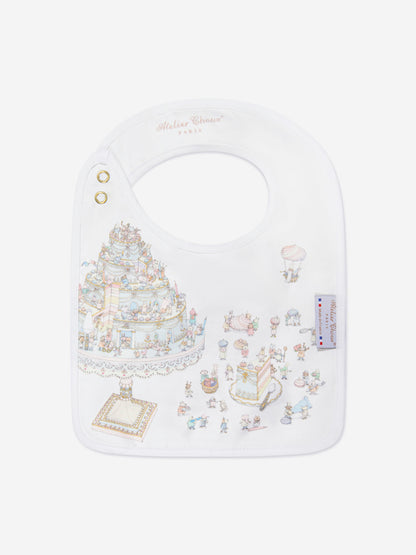 Atelier Choux Baby Satin Le Gateau Bib in White
