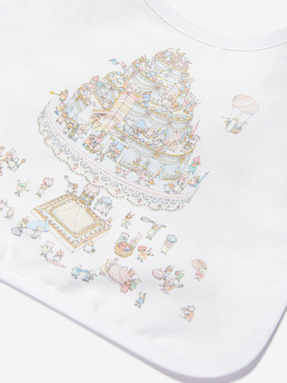 Atelier Choux Baby Satin Le Gateau Bib in White
