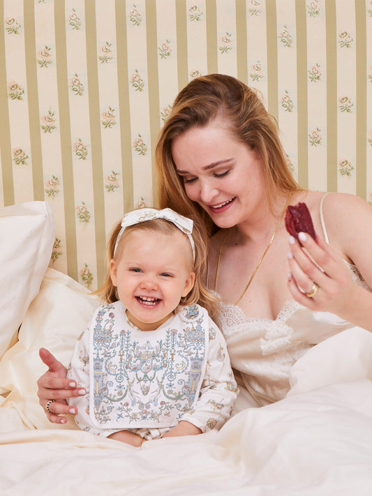 Atelier Choux Baby Satin Toile De Jouy Atelier Choux & Caitlin Wilson Bib in Blue