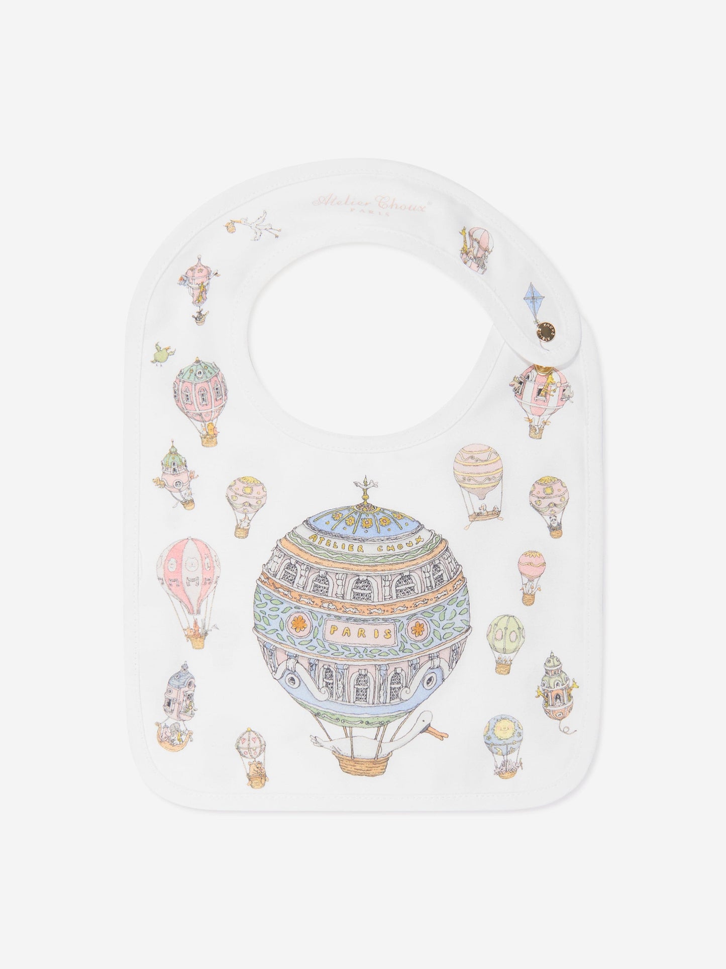 Atelier Choux Baby Balloons Playsuit Swaddle And Bib Set in White