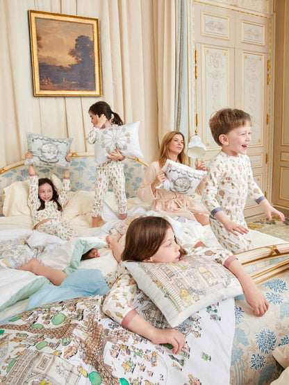 Atelier Choux Baby Satin Monceau Mansion Pillow Cover in Blue (40cm)