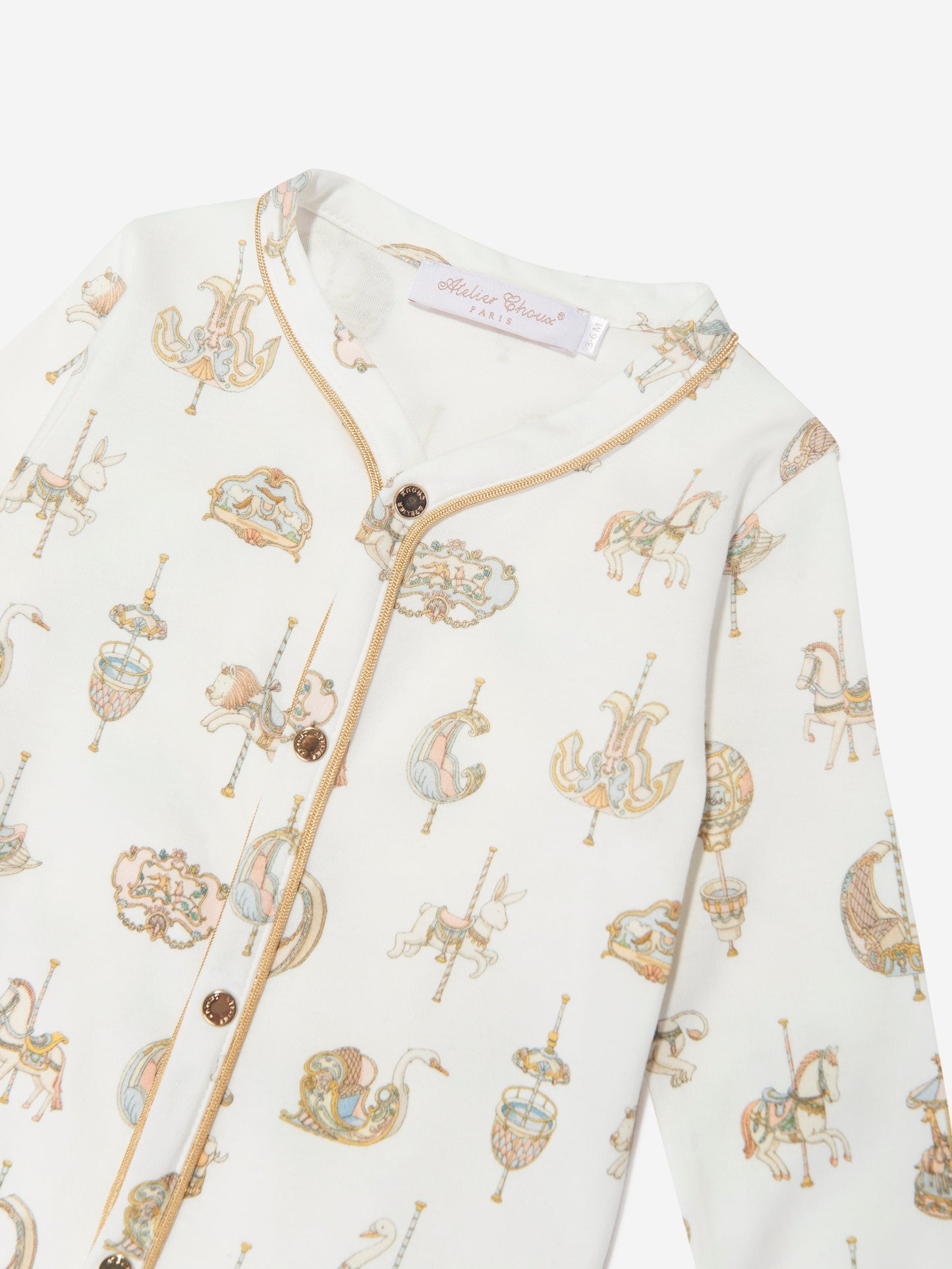 Atelier Choux Baby Carousel Classic Playsuit in White