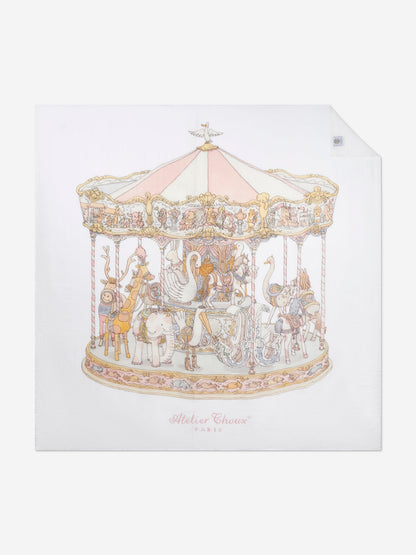 Atelier Choux Baby Girls Grand Carousel Blanket in White (200cm)