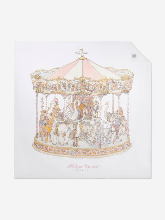 Atelier Choux Baby Girls Grand Carousel Blanket in White (200cm)
