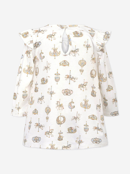 Atelier Choux Baby Girls Carousel Jersey Dress in White