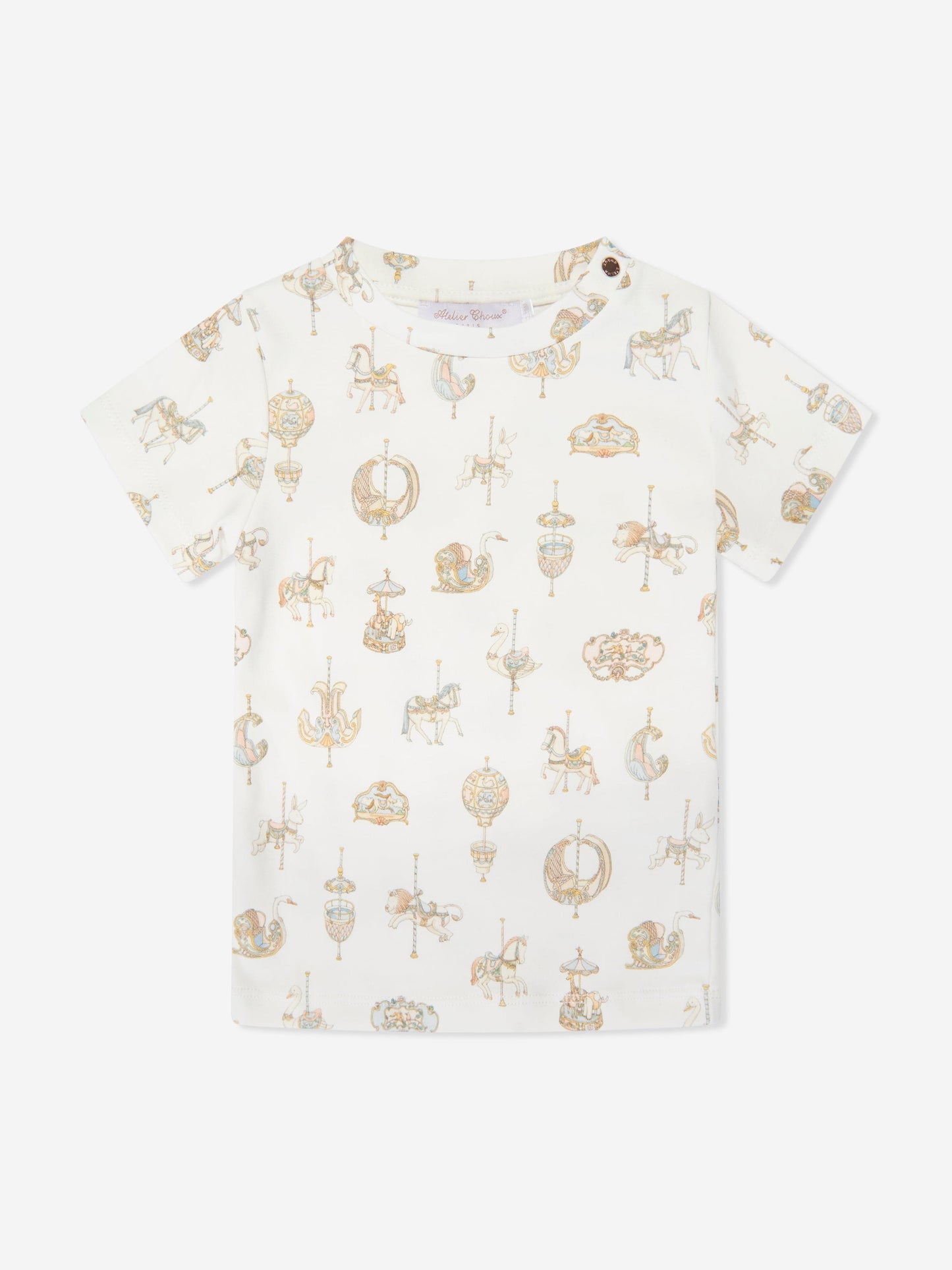 Atelier Choux Girls Carousel T-Shirt in White