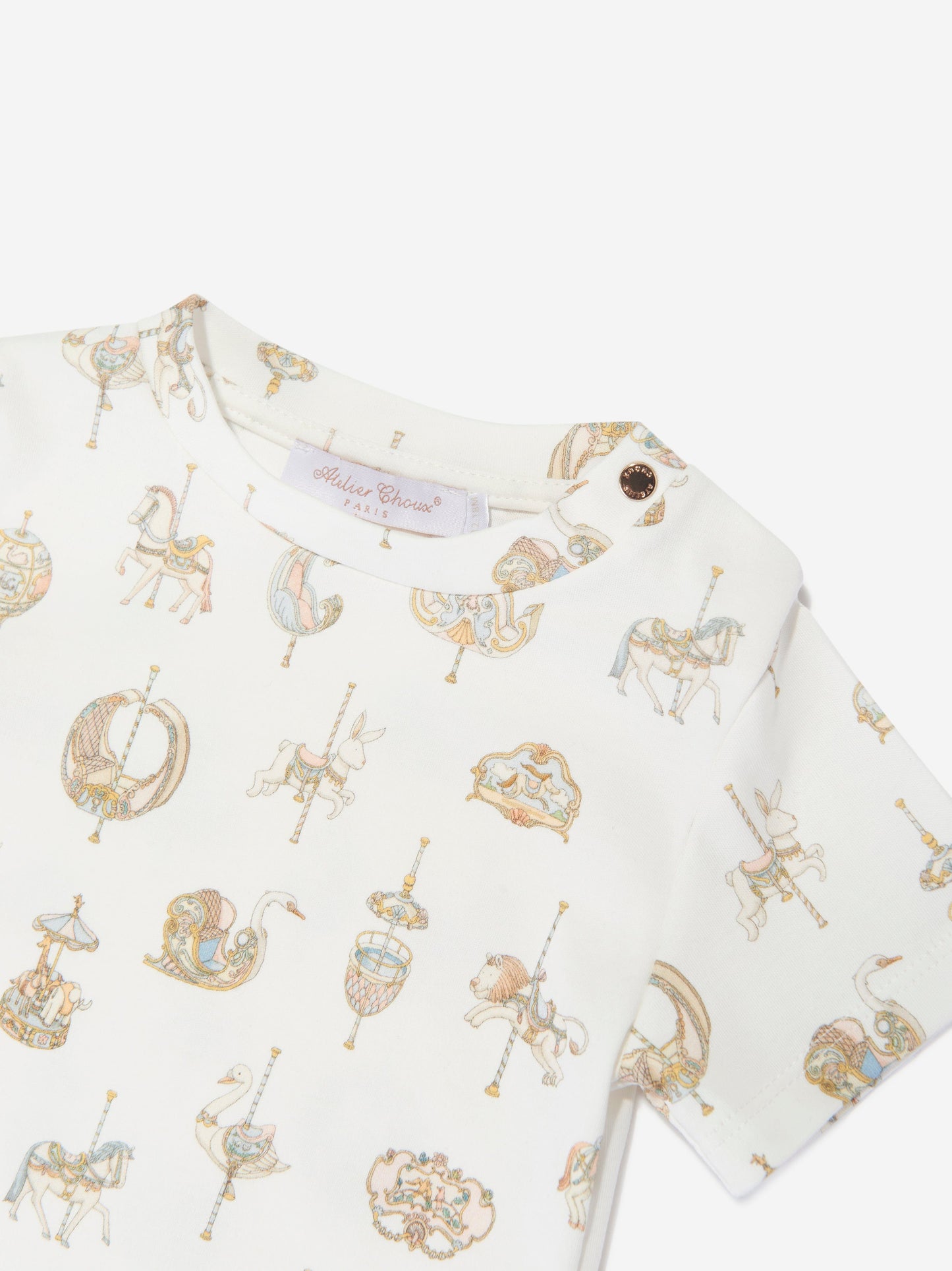 Atelier Choux Girls Carousel T-Shirt in White