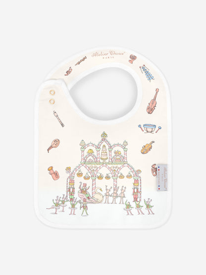 Atelier Choux Baby Opera Satin Bib in White