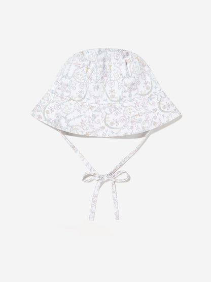 Atelier Choux Girls Bobbie Toile De Jouy Hat in Ivory