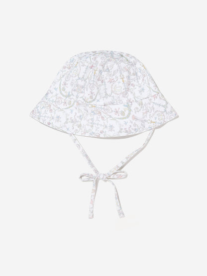 Atelier Choux Girls Bobbie Toile De Jouy Hat in Ivory