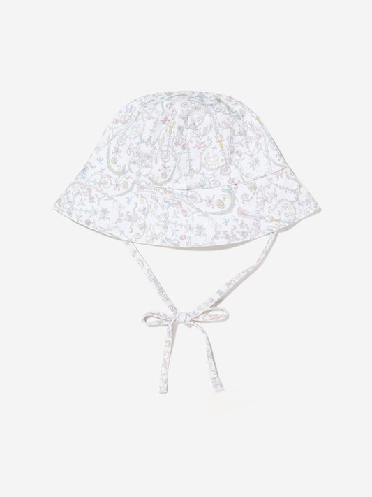 Atelier Choux Girls Bobbie Toile De Jouy Hat in Ivory