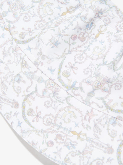Atelier Choux Girls Bobbie Toile De Jouy Hat in Ivory
