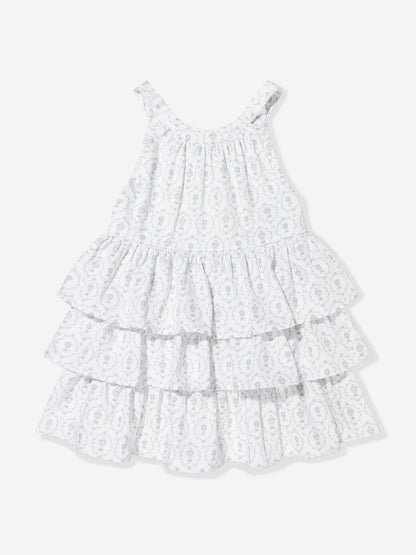 Atelier Choux Girls Camille AOP Halterneck Dress in Ivory