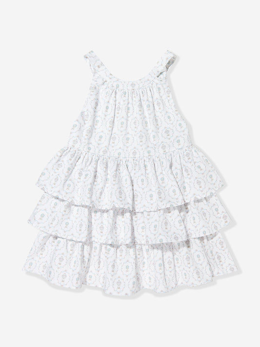 Atelier Choux Girls Camille AOP Halterneck Dress in Ivory