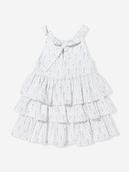 Atelier Choux Girls Camille AOP Halterneck Dress in Ivory