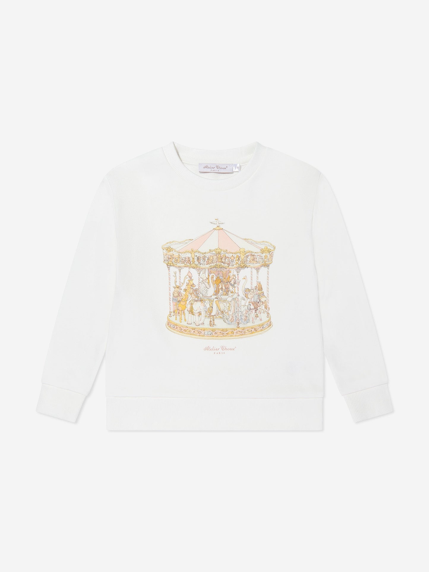 Atelier Choux Girls Carousel Sweatshirt in Ivory
