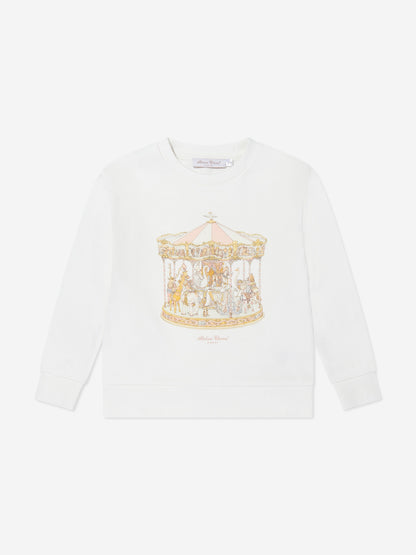 Atelier Choux Girls Carousel Sweatshirt in Ivory