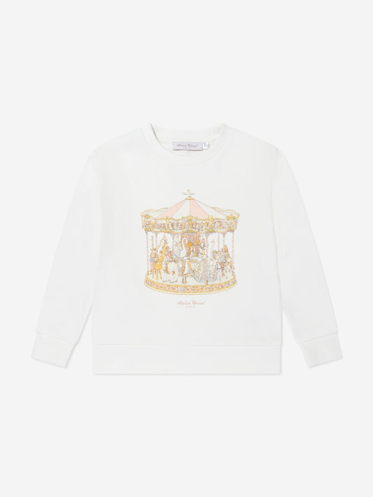 Atelier Choux Girls Carousel Sweatshirt in Ivory