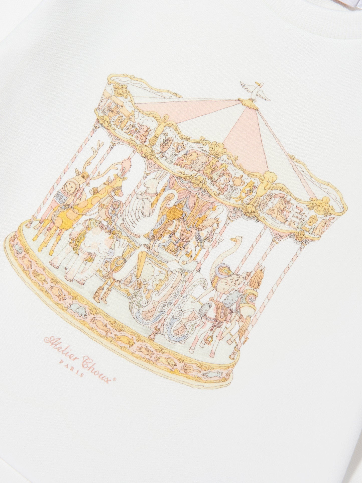 Atelier Choux Girls Carousel Sweatshirt in Ivory