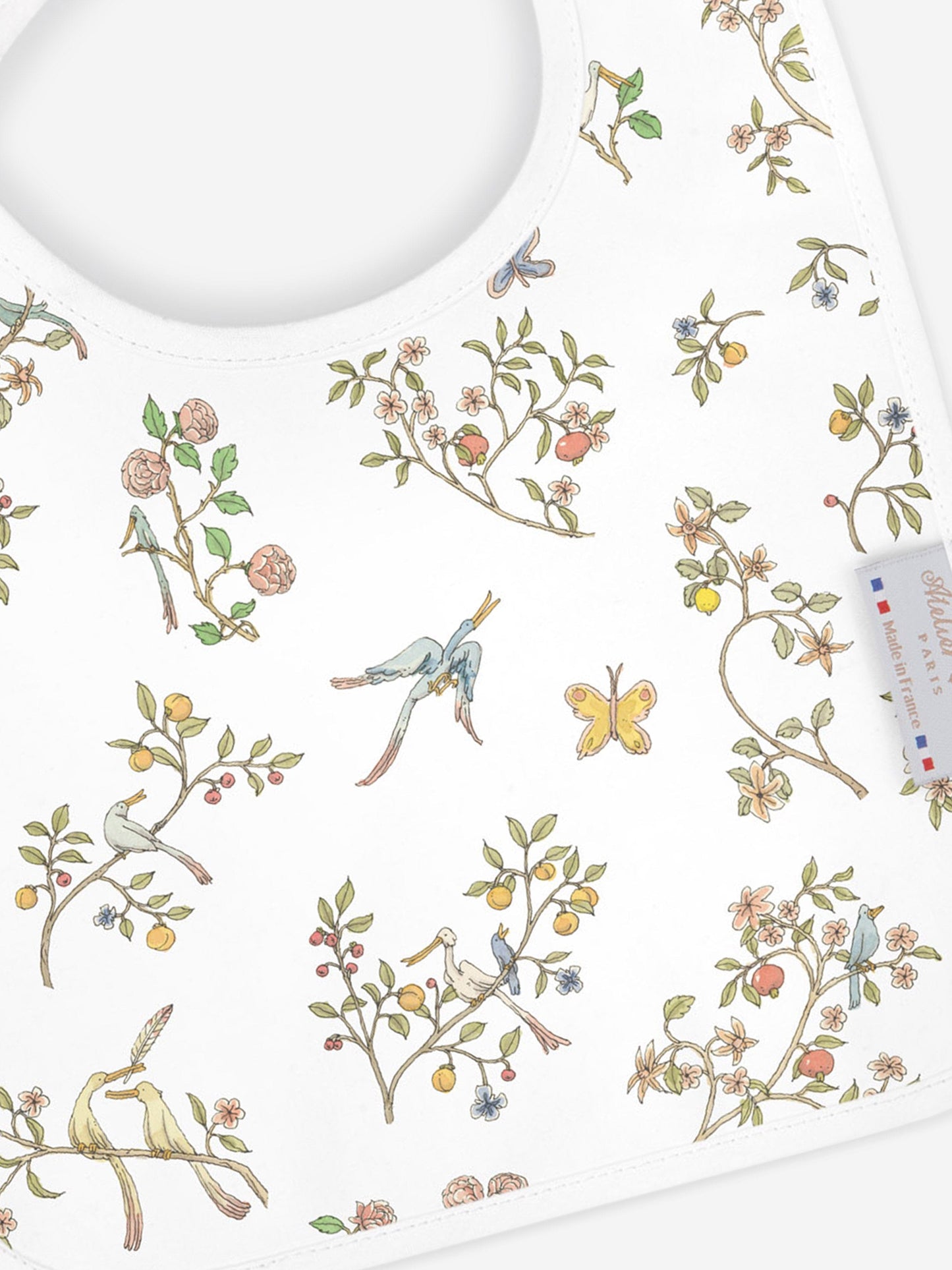 Atelier Choux Baby Girls In Bloom Satin Bib in Pink